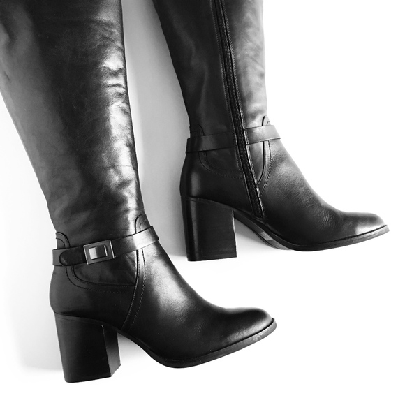 Franco Sarto Shoes - Franco Sarto Leather Arlette Black Riding Boots